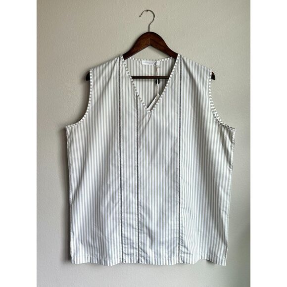 NWT FABIANA FILIPPI Women's White Striped Embellished Sleeveless Tunic Size 3XL - Picture 2 of 10